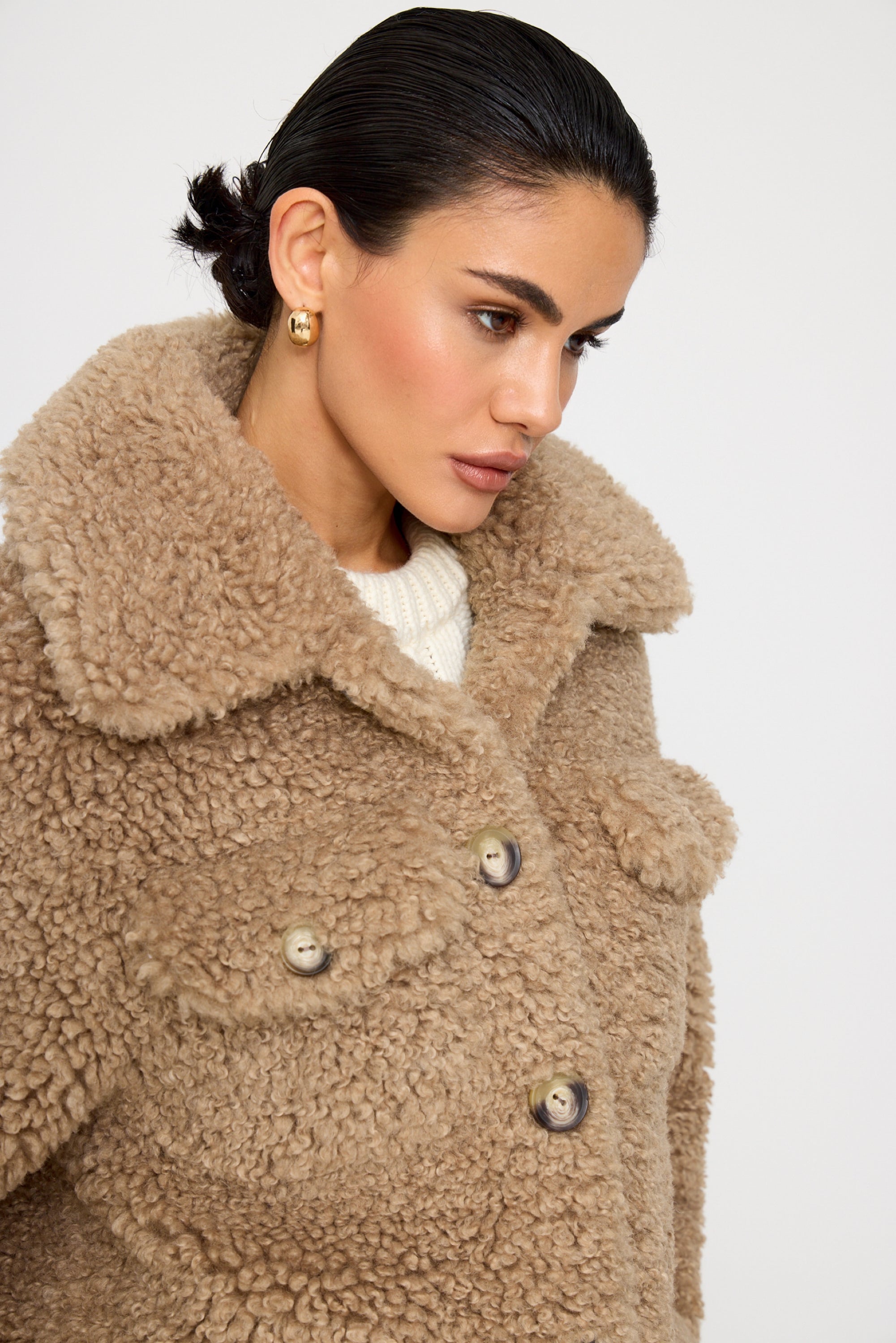 Valery Beige Shearling Faux Fur Coat