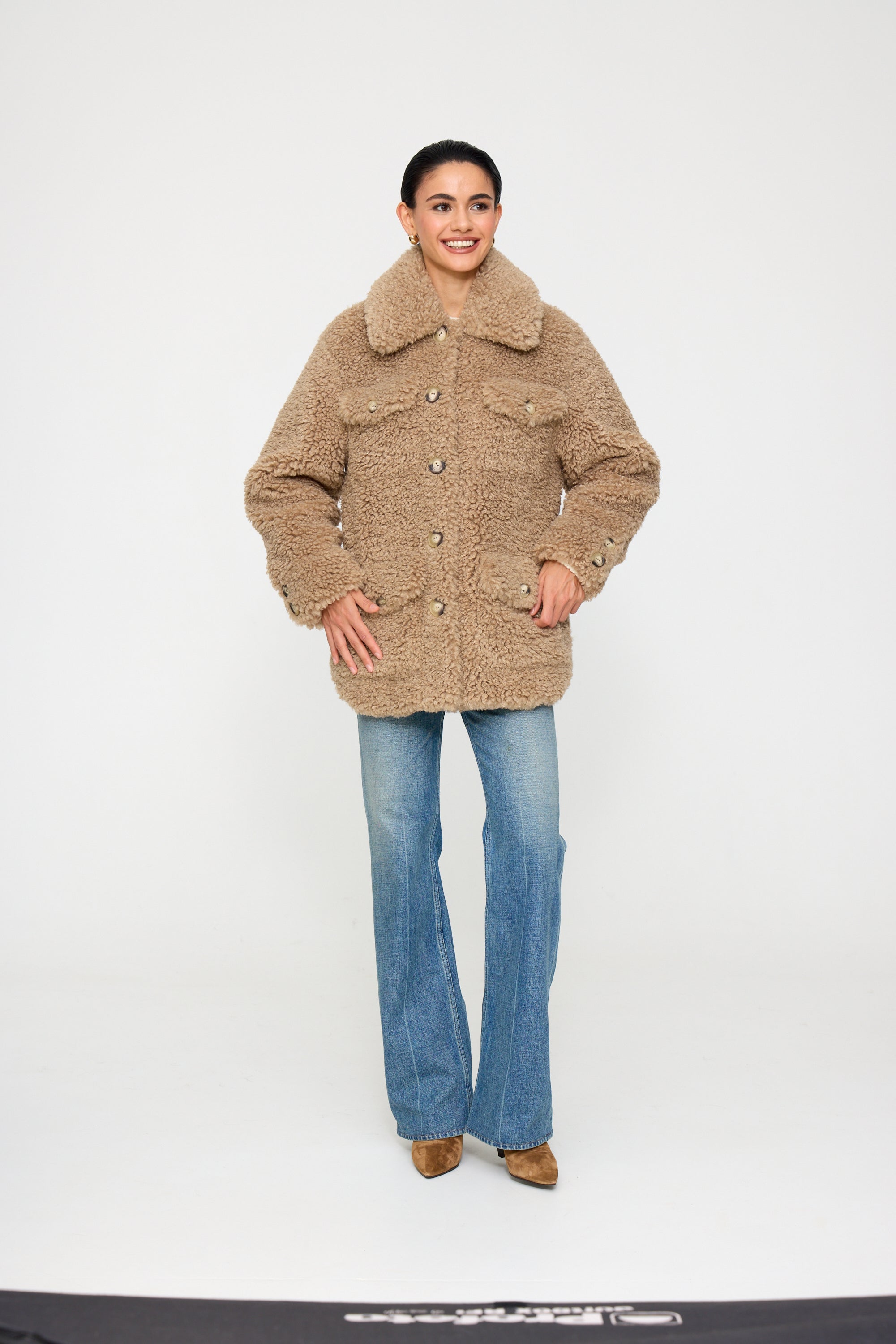 Valery Beige Shearling Faux Fur Coat