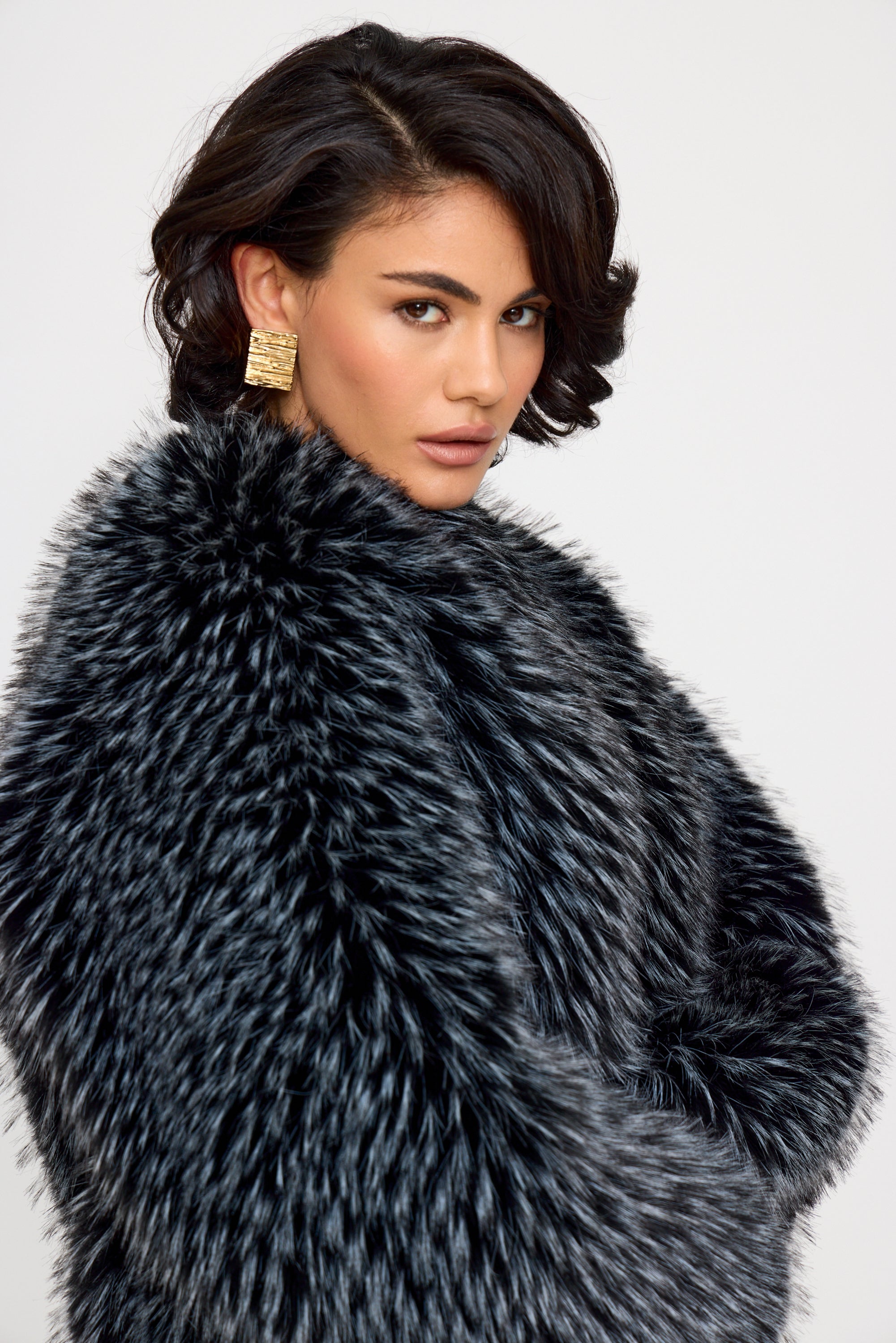 Gilda Black Racoon Faux Fur Bomber