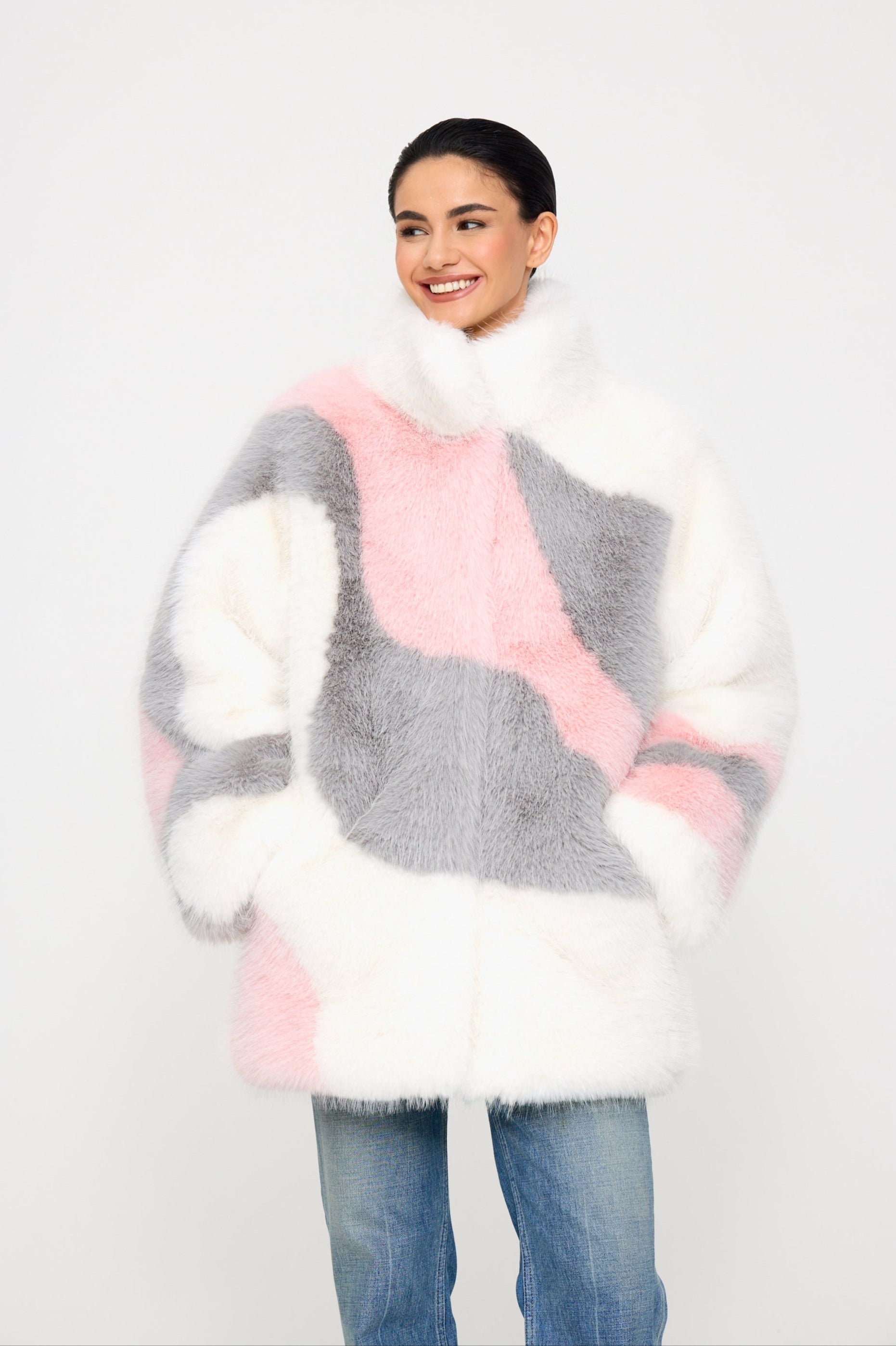 Samantha Snow Hare Faux Fur Coat